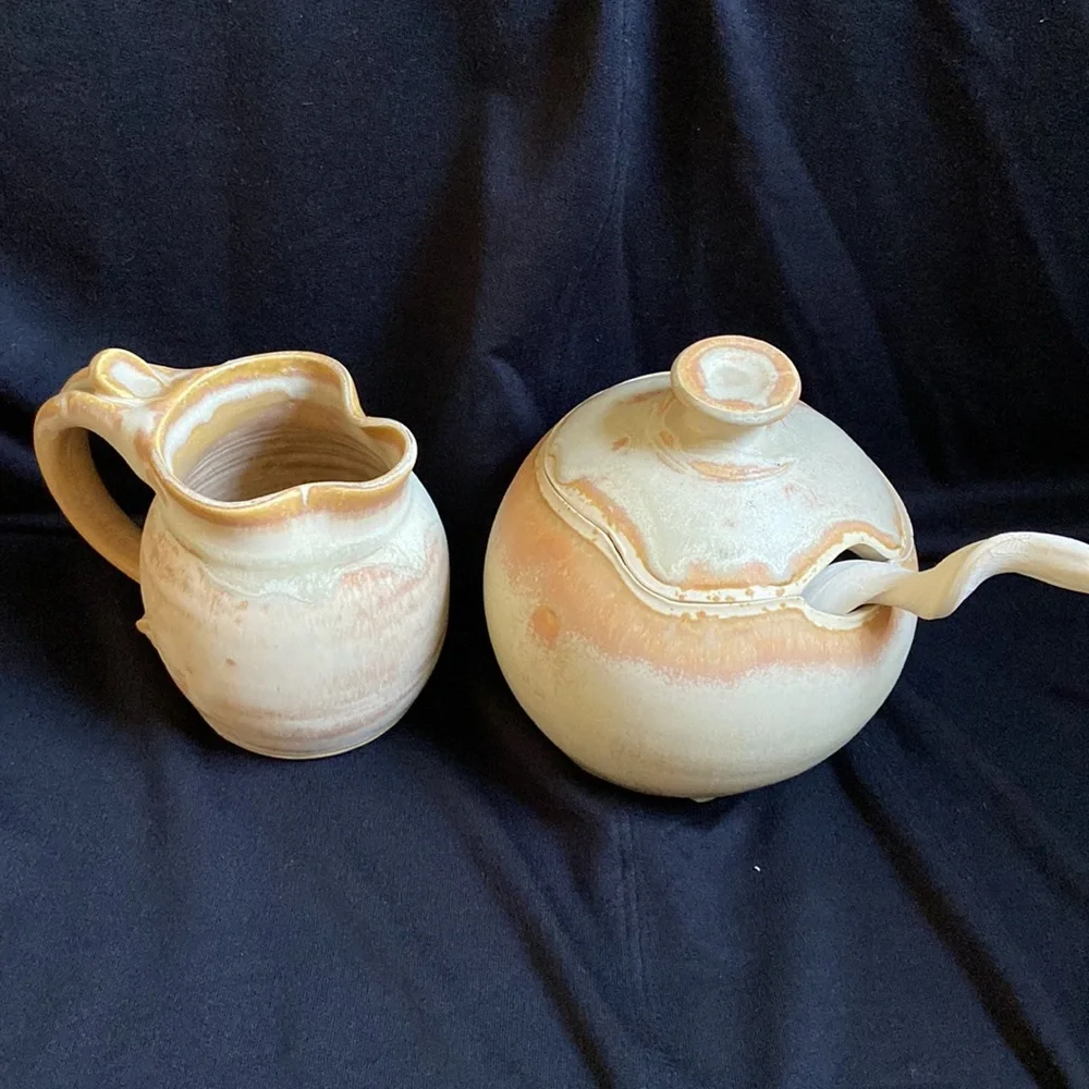 Page Pottery Creamer and Sugar Bowl & Spoon
